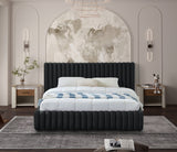 Nico Black Velvet Queen Bed NicoBlack-Q Meridian Furniture