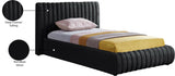 Nico Black Velvet Twin Bed NicoBlack-T Meridian Furniture