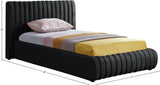 Nico Black Velvet Twin Bed NicoBlack-T Meridian Furniture