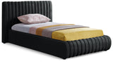 Nico Black Velvet Twin Bed NicoBlack-T Meridian Furniture