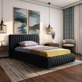 Nico Black Velvet Twin Bed NicoBlack-T Meridian Furniture