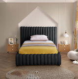 Nico Black Velvet Twin Bed NicoBlack-T Meridian Furniture