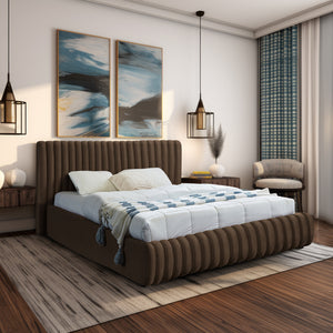 Nico Brown Velvet Full Bed NicoBrown-F Meridian Furniture