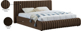 Nico Brown Velvet King Bed NicoBrown-K Meridian Furniture