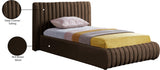 Nico Brown Velvet Twin Bed NicoBrown-T Meridian Furniture