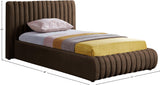 Nico Brown Velvet Twin Bed NicoBrown-T Meridian Furniture