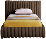 Nico Brown Velvet Twin Bed NicoBrown-T Meridian Furniture