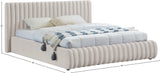 Nico Cream Velvet Full Bed NicoCream-F Meridian Furniture