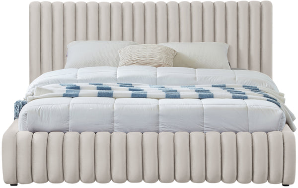 Nico Cream Velvet Full Bed NicoCream-F Meridian Furniture