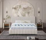 Nico Cream Velvet Full Bed NicoCream-F Meridian Furniture