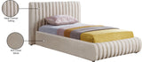 Nico Cream Velvet Twin Bed NicoCream-T Meridian Furniture