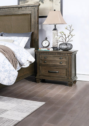 English Elm Bedroom Furniture Contemporary Look Grey Color Nightstand Drawers Bed Side Table Plywood