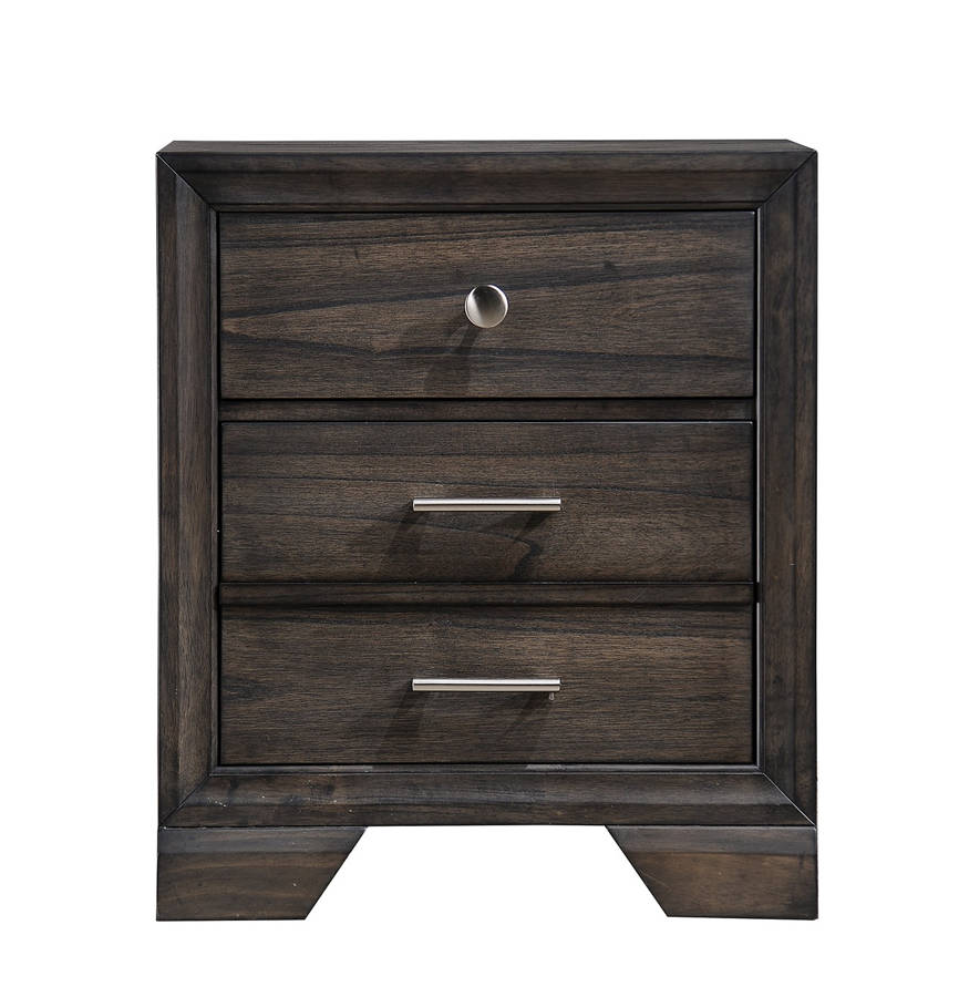 English Elm 1pc Louis Philip Nightstand Black Finish with 2 Spacious Drawers Solid Wood Contemporary Elegance B01181970