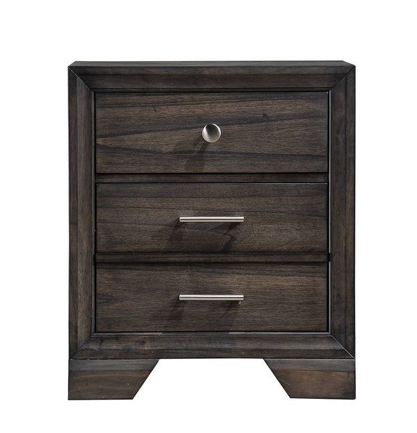English Elm 1pc Louis Philip Nightstand Black Finish with 2 Spacious Drawers Solid Wood Contemporary Elegance B01181970