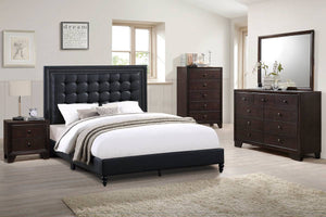 English Elm Modern Rubberwood Nightstand with Two Drawers Warm Brown Finish for Bedroom HSESF00F4861