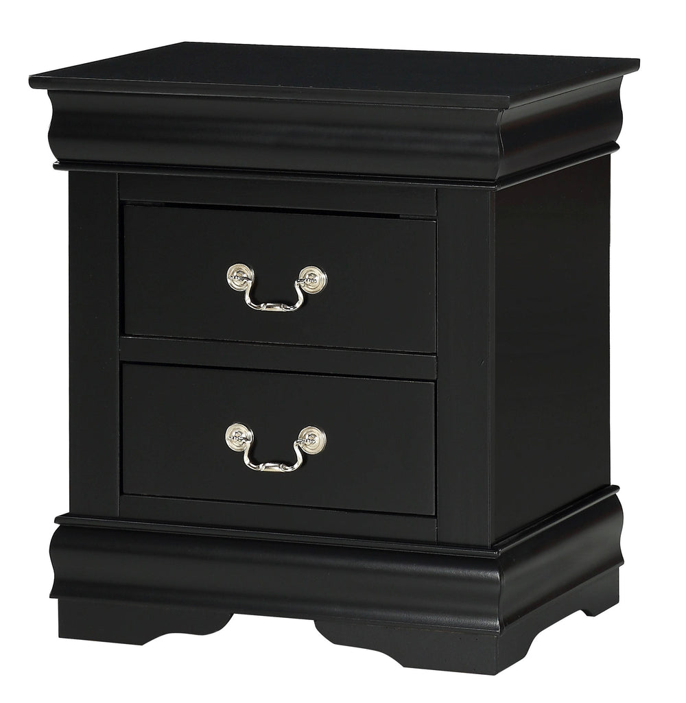 English Elm 1pc Louis Philip Nightstand Black Finish with 2 Spacious Drawers Solid Wood Contemporary Elegance B01181970