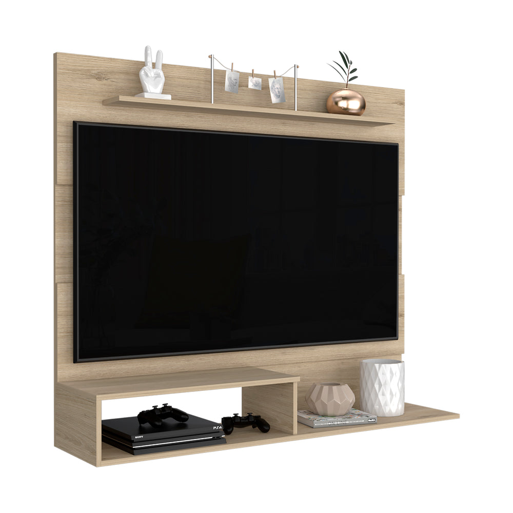 English Elm Beijing Light Pine Floating Entertainment Center with Top Shelf, Two Shelves, Fits TVs up to 55" B07091831