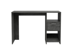 English Elm Computer Desk With Storage Drawer & Open Shelves In Stylish Smokey Oak For Modern Home Offices B097133109