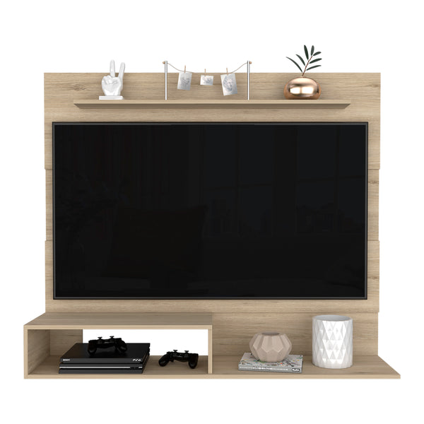 English Elm Beijing Floating Entertainment Center Light Pine Beige – Modern TV Stand for TVs up to 55", Shelves and Top Space B20091831