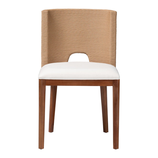 Bali & Pari Norely Solid Mahogany Dining Chair with Handwoven Seagrass Back