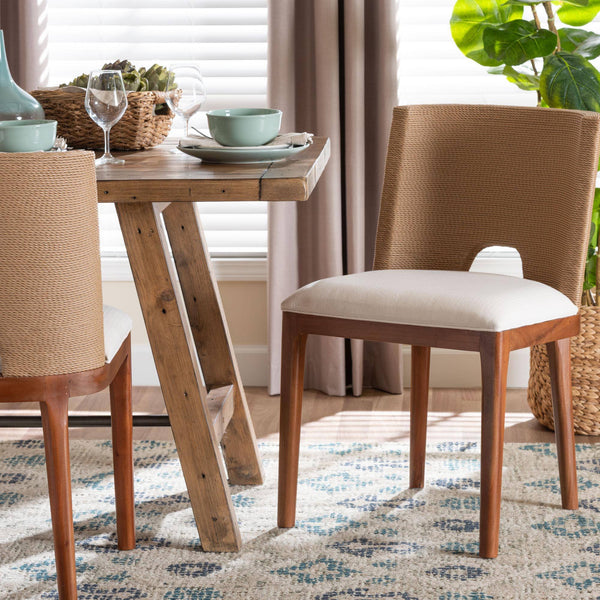 Bali & Pari Norely Solid Mahogany Dining Chair with Handwoven Seagrass Back