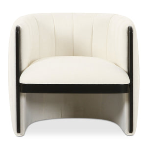 Moe's Home Francis Accent Chair - Exquisite Channel Detailing With Soft Textured Fabric And Striking Black Finish White Upholstery, 100% Polyester,Solid Birch Frame Oa-1001-18