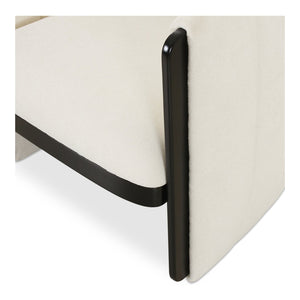 Moe's Home Francis Accent Chair - Exquisite Channel Detailing With Soft Textured Fabric And Striking Black Finish White Upholstery, 100% Polyester,Solid Birch Frame Oa-1001-18