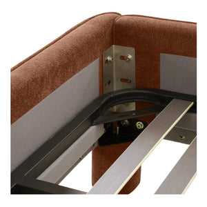 Moe's Home Ichigo Bed - Modern Comfort With Rounded Edges And Generous Headboard For Stylish Bedroom Decor Orange Upholstery, 100% Polyester,Wood Frame, Plywood Oa-1002-12-0