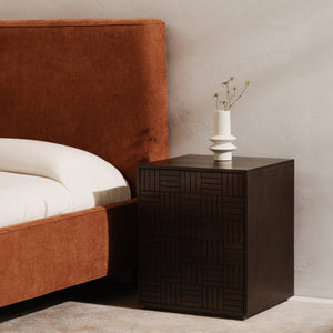 Moe's Home Ichigo Bed - Modern Comfort With Rounded Edges And Generous Headboard For Stylish Bedroom Decor Orange Upholstery, 100% Polyester,Wood Frame, Plywood Oa-1002-12-0