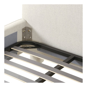 Moe's Home Ichigo Bed - Luxurious Upholstered Design With Supportive Slats For Timeless Comfort And Style Grey Upholstery, 97% Polyester 3% Linen,Wood Frame, Plywood Oa-1002-29-0