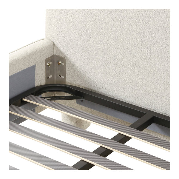 Moe's Home Ichigo Bed - Luxurious Upholstered Design With Supportive Slats For Timeless Comfort And Style Grey Upholstery, 97% Polyester 3% Linen,Wood Frame, Plywood Oa-1002-29-0