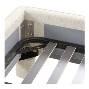 Moe's Home Ichigo Bed - Luxurious Upholstered Design With Supportive Slats For Timeless Comfort And Style Grey Upholstery, 97% Polyester 3% Linen,Wood Frame, Plywood Oa-1002-29-0