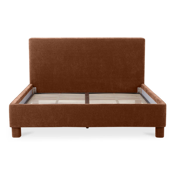 Moe's Home Ichigo Bed - Modern Comfort With Rounded Edges And Generous Headboard For Stylish Bedroom Decor Orange Upholstery, 100% Polyester,Wood Frame, Plywood Oa-1003-12-0
