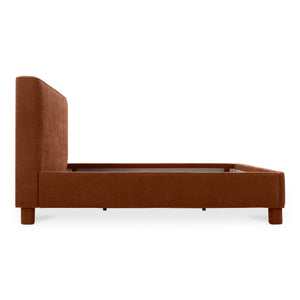 Moe's Home Ichigo Bed - Modern Comfort With Rounded Edges And Generous Headboard For Stylish Bedroom Decor Orange Upholstery, 100% Polyester,Wood Frame, Plywood Oa-1003-12-0