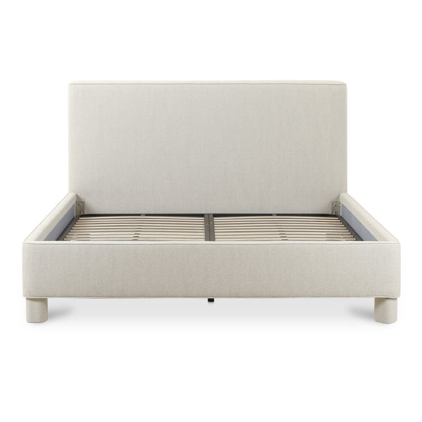 Moe's Home Ichigo Bed - Luxurious Upholstered Design With Supportive Slats For Timeless Comfort And Style Grey Upholstery, 97% Polyester 3% Linen,Wood Frame, Plywood Oa-1003-29-0