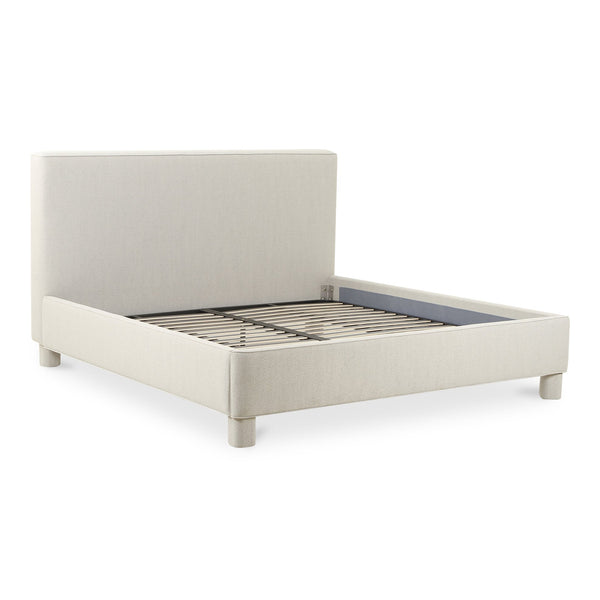 Moe's Home Ichigo Bed - Luxurious Upholstered Design With Supportive Slats For Timeless Comfort And Style Grey Upholstery, 97% Polyester 3% Linen,Wood Frame, Plywood Oa-1003-29-0