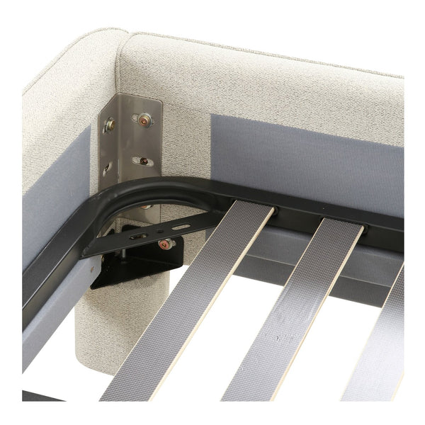 Moe's Home Ichigo Bed - Luxurious Upholstered Design With Supportive Slats For Timeless Comfort And Style Grey Upholstery, 97% Polyester 3% Linen,Wood Frame, Plywood Oa-1003-29-0