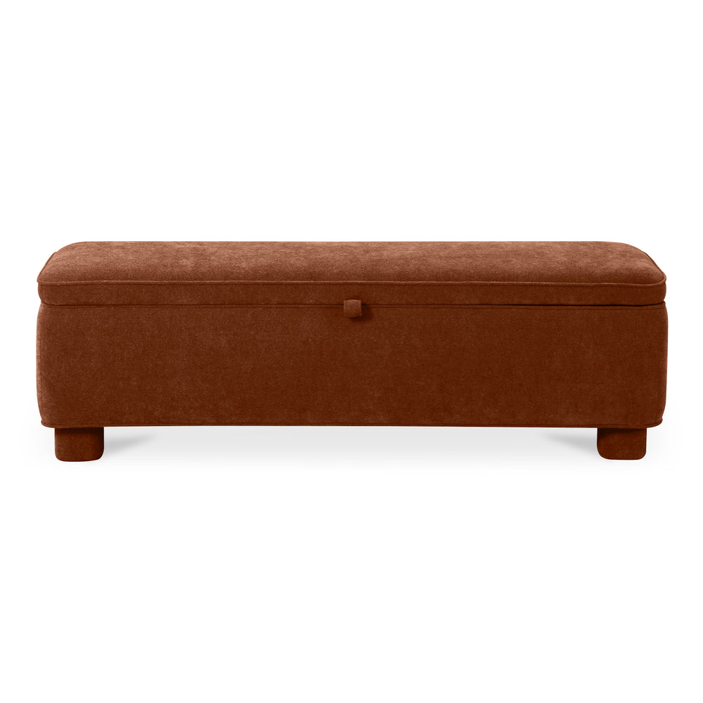 Moe's Home Ichigo Storage Bench - Soft-touch Upholstered Seat With Hidden Storage For Stylish Home Organization Orange Upholstery, 100% Polyester,Wood Frame, Plywood Oa-1004-12