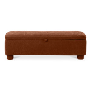 Moe's Home Ichigo Storage Bench - Soft-touch Upholstered Seat With Hidden Storage For Stylish Home Organization Orange Upholstery, 100% Polyester,Wood Frame, Plywood Oa-1004-12