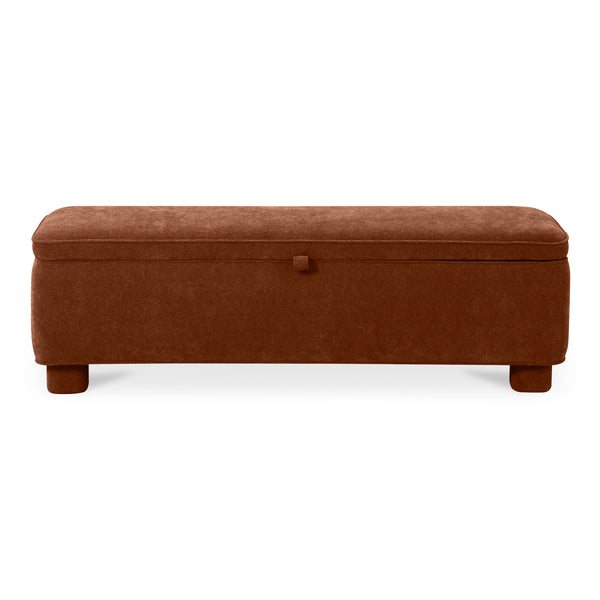 Moe's Home Ichigo Storage Bench - Soft-touch Upholstered Seat With Hidden Storage For Stylish Home Organization Orange Upholstery, 100% Polyester,Wood Frame, Plywood Oa-1004-12