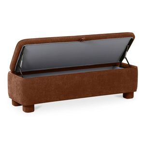 Moe's Home Ichigo Storage Bench - Soft-touch Upholstered Seat With Hidden Storage For Stylish Home Organization Orange Upholstery, 100% Polyester,Wood Frame, Plywood Oa-1004-12