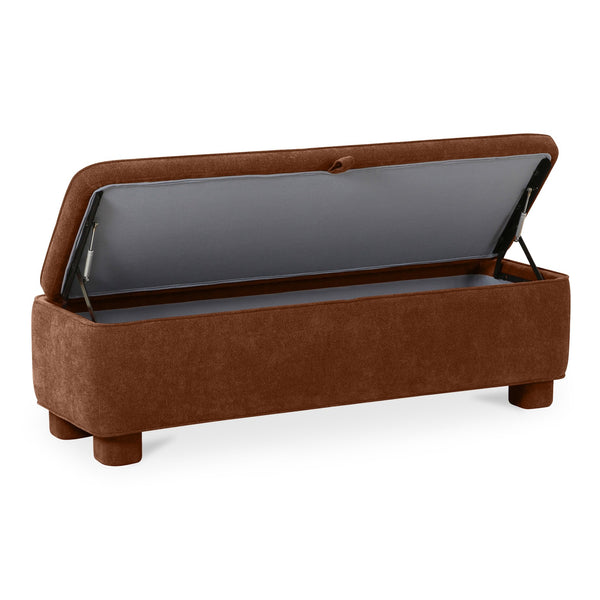 Moe's Home Ichigo Storage Bench - Soft-touch Upholstered Seat With Hidden Storage For Stylish Home Organization Orange Upholstery, 100% Polyester,Wood Frame, Plywood Oa-1004-12