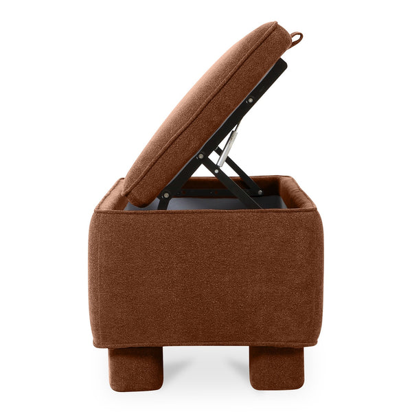 Moe's Home Ichigo Storage Bench - Soft-touch Upholstered Seat With Hidden Storage For Stylish Home Organization Orange Upholstery, 100% Polyester,Wood Frame, Plywood Oa-1004-12