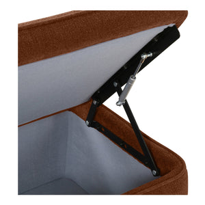 Moe's Home Ichigo Storage Bench - Soft-touch Upholstered Seat With Hidden Storage For Stylish Home Organization Orange Upholstery, 100% Polyester,Wood Frame, Plywood Oa-1004-12