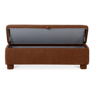 Moe's Home Ichigo Storage Bench - Soft-touch Upholstered Seat With Hidden Storage For Stylish Home Organization Orange Upholstery, 100% Polyester,Wood Frame, Plywood Oa-1004-12