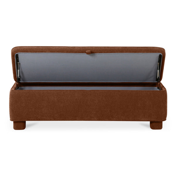 Moe's Home Ichigo Storage Bench - Soft-touch Upholstered Seat With Hidden Storage For Stylish Home Organization Orange Upholstery, 100% Polyester,Wood Frame, Plywood Oa-1004-12