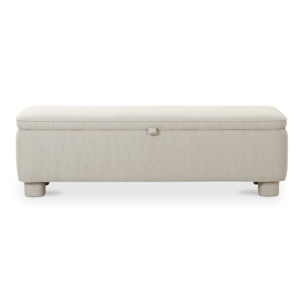 Moe's Home Ichigo Storage Bench - Luxurious Upholstered Seating With Hidden Storage And Timeless Style Grey Upholstery, 97% Polyester 3% Linen,Wood Frame, Plywood Oa-1004-29