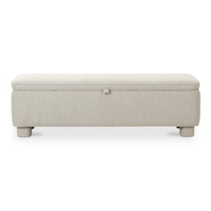 Moe's Home Ichigo Storage Bench - Luxurious Upholstered Seating With Hidden Storage And Timeless Style Grey Upholstery, 97% Polyester 3% Linen,Wood Frame, Plywood Oa-1004-29