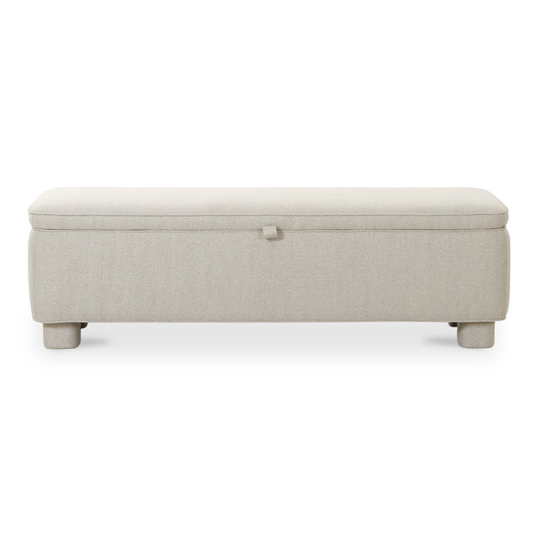 Moe's Home Ichigo Storage Bench - Luxurious Upholstered Seating With Hidden Storage And Timeless Style Grey Upholstery, 97% Polyester 3% Linen,Wood Frame, Plywood Oa-1004-29