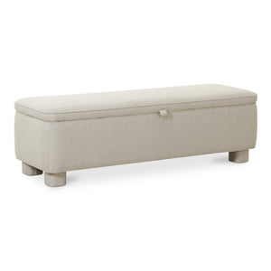 Moe's Home Ichigo Storage Bench - Luxurious Upholstered Seating With Hidden Storage And Timeless Style Grey Upholstery, 97% Polyester 3% Linen,Wood Frame, Plywood Oa-1004-29